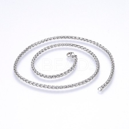 Non-Tarnish 304 Stainless Steel Wheat Chain Necklaces NJEW-F227-05P-01-1