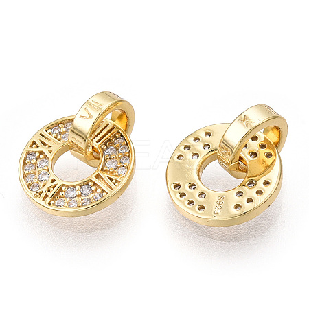 925 Sterling Silver Micro Pave Cubic Zirconia Charms STER-T004-25G-1