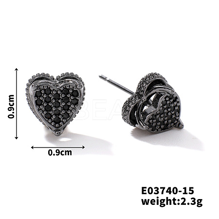 Chic Brass Cubic Zirconia Stud Earrings ZD1304-7-1