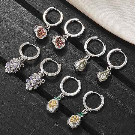 Brass Cubic Zirconia Hoop Earrings EJEW-Q015-01P-1