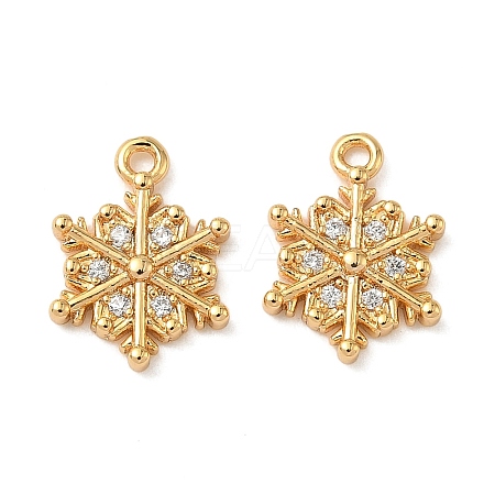 Christmas Brass Micro Pave Clear Cubic Zirconia Charms KK-B160-41G-02-1