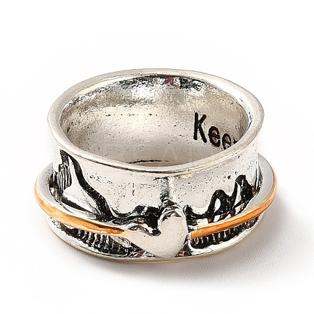 Rotatable Mountain and Heart Alloy Finger Ring RJEW-F123-08AS-1