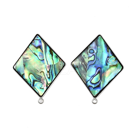 304 Stainless Steel Pave Natural Paua Shell Stud Earring Findings STAS-Z125-05P-1