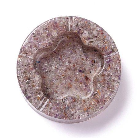 Resin with Natural Orange Quartz Chip Stones Ashtray DJEW-F015-05E-1