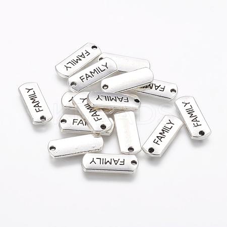 Tibetan Style Alloy Rectangle with Word Family Pendants TIBEP-Q043-057-RS-1