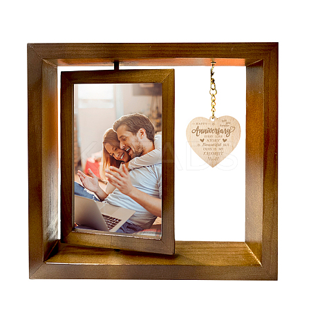 Double Sided Wooden Rotating Photo Frames with DIY Lovers
 Heart DJEW-WH0056-005-1