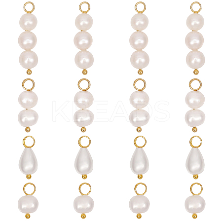 16Pcs 4 Styles Natural Freshwater Pearl Pendants PALLOY-AB00082-1