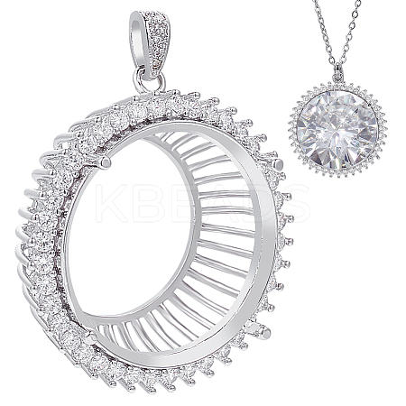 1Pc Flat Round 925 Sterling Silver Crystal Rhinestone Pendant Cabochon Open Back Settings STER-BC0003-24-1