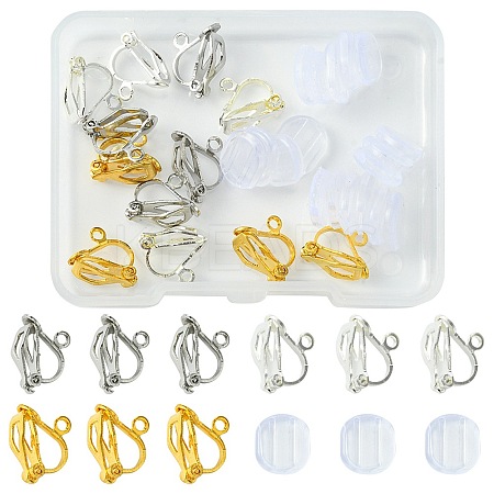 12Pcs 3 Colors Brass Clip-on Earring Findings KK-FS0001-28-1