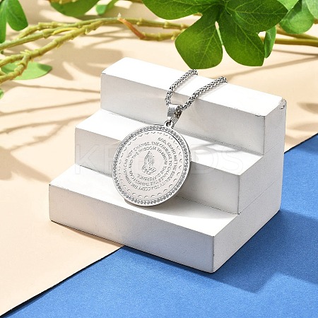 201 Stainless Steel Rhinestone Pendant Necklaces for Women LS-NJEW-U021-05P-1
