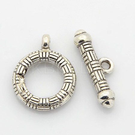 Tibetan Style Alloy Ring Toggle Clasps PALLOY-J471-31AS-1
