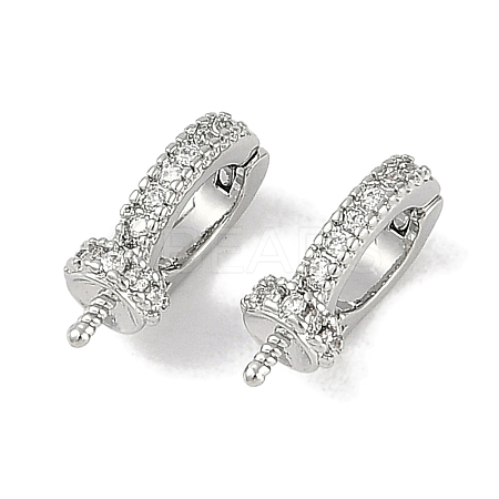 Brass Micro Pave Clear Cubic Zirconia Fold Over Clasps KK-I719-32P-1
