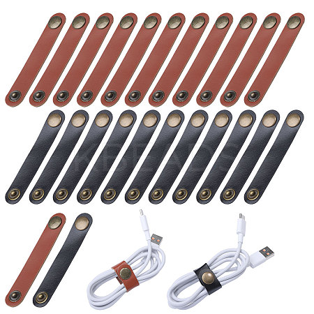 24Pcs 2 Colors PU Leather Cable Zip Ties DIY-CA0006-57-1