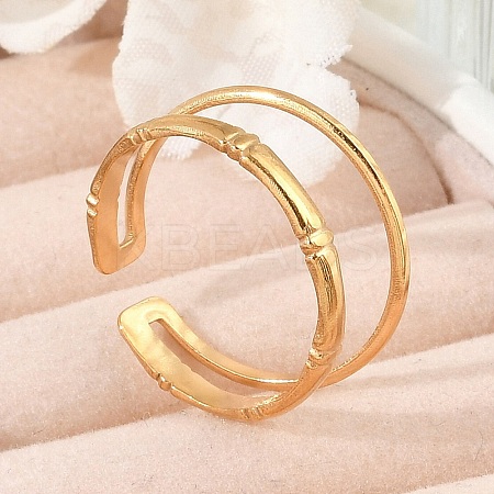 304 Stainless Steel Open Cuff Rings for Women RJEW-A056-01G-1