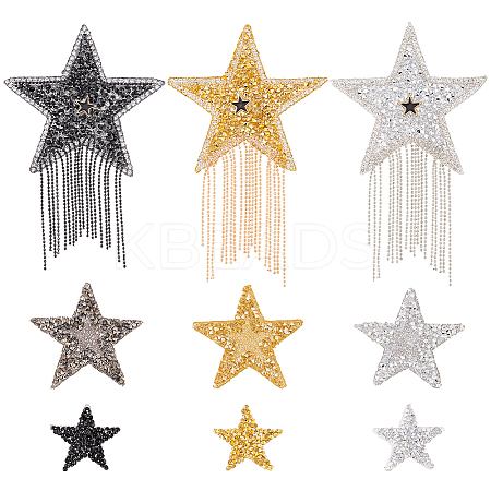 9Pcs 9 Style Star Hotfix Rhinestone DIY-FG0003-84-1