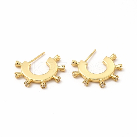Rack Plating Brass Micro Pave Cubic Zirconia Stud Earrings for Women LS-EJEW-H091-22G-1