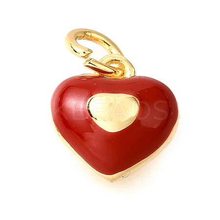 Brass FireBrick Enamel Charms KK-D356-14G-1