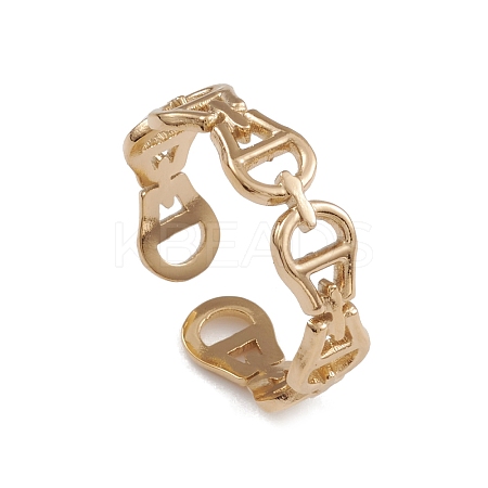 Ion Plating(IP) 304 Stainless Steel Hollow Teardrop Clasp Shape Open Cuff Rings for Women RJEW-G285-33G-1