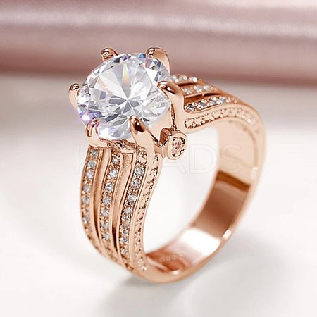 Brass Micro Pave Cubic Zirconia Finger Rings for Women FS-WGB56BB-17-1