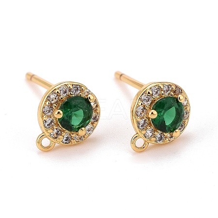 Brass Micro Pave Cubic Zirconia Stud Earrings Findings LS-ZIRC-C030-01G-1