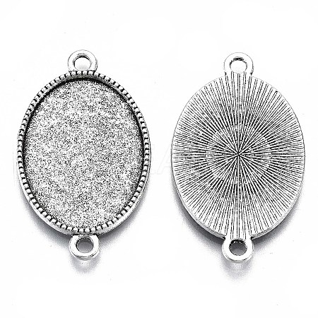 Tibetan Style Oval Alloy Cabochon Connector Settings LS-TIBE-Q038-002B-AS-RS-1