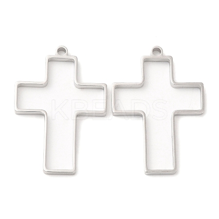 Non-Tarnish 304 Stainless Steel Open Back Bezel Cross Pendants STAS-Z040-08P-1
