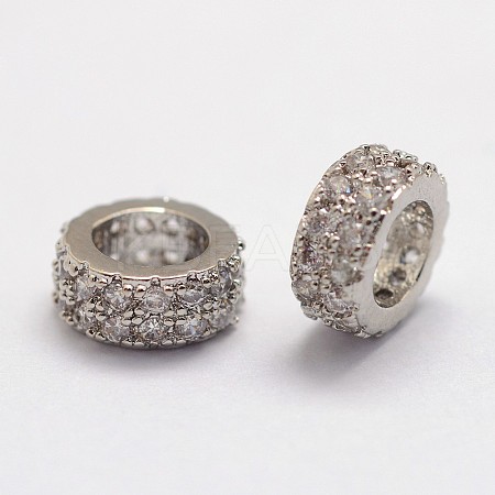 Brass Micro Pave Cubic Zirconia European Beads ZIRC-D113-31P-FF-1