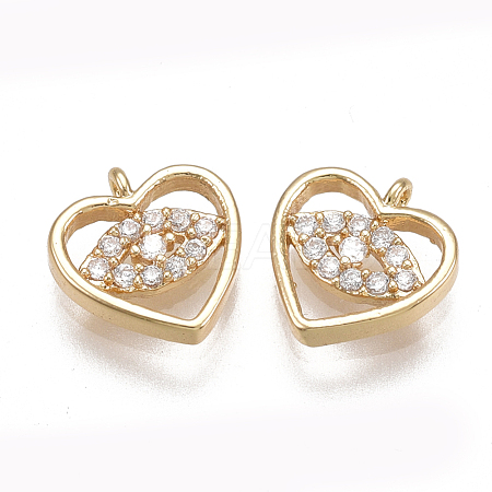 Brass Micro Pave Cubic Zirconia Charms KK-T038-384G-1