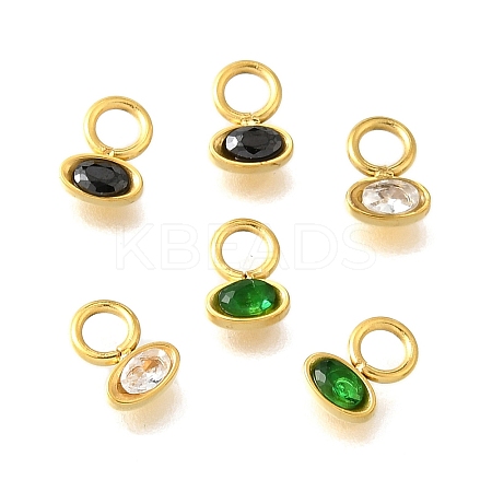 304 Stainless Steel Micro Pave Rhinestonea Pendants STAS-K263-79G-1