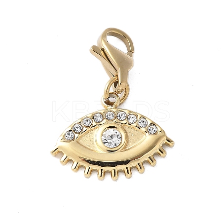 304 Stainless Steel Rhinestone Eye Pendant Decoration STAS-S165-33G-1