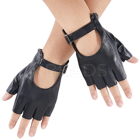 PU Leather Half-finger Gloves AJEW-WH20816-196A-1