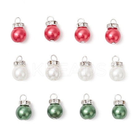 12Pcs 3 Colors Baking Paint Pearlized Glass Pearl Beads Pendants PALLOY-TA00284-1