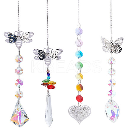 4Pcs 4 Style Hanging Suncatcher AJEW-SC0001-53-1