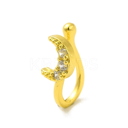 Clear Cubic Zirconia Moon Clip on Nose Rings LS-AJEW-F059-13G-1