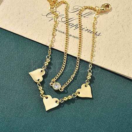 Brass Micro Pave Clear Cubic Zirconia Multi-strand Bracelets BJEW-U020-11G-1