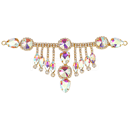 1Pc Flower Brass Rhinestone Ornament Accessories OHAR-FG0001-04C-1