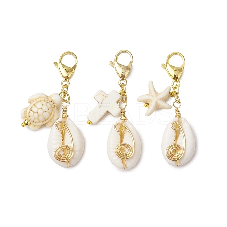 Natural Mixed Cowrie Shell Pendant Decorations HJEW-JM02922-01-1