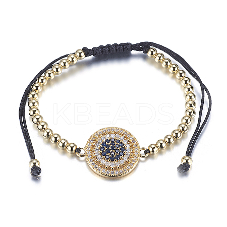 Adjustable Brass Braided Beaded Bracelets LS-BJEW-F282-29G-RS-1