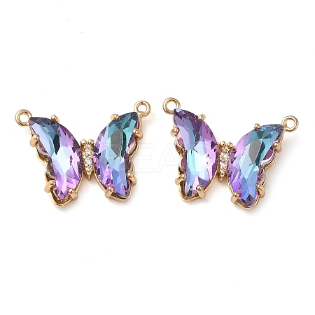 Brass Pave Faceted Glass Connector Charms FIND-Z020-03N-1