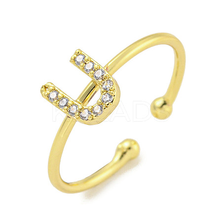Rack Plating Brass Open Cuff Rings for Women RJEW-F162-02G-U-1