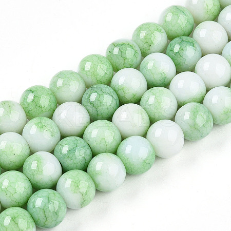 Ombre Effect Dyed Crackle Glass Round Beads Strands GLAA-T031-10mm-01L-1