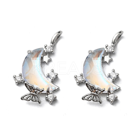 Brass Micro Pave Cubic Zirconia with Resin Pendants KK-Z103-04P-1