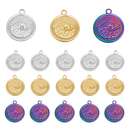 18Pcs 3 Colors 201 Stainless Steel Pendants STAS-DC0013-43-1