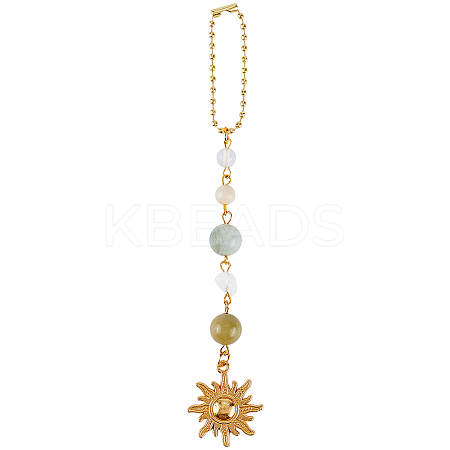 Natural Gemstone Beads Pendant Decorations HJEW-WH20019-01G-1
