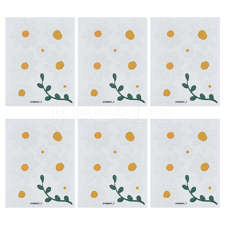 6 Sheets Daisy Flower PVC Sticker AJEW-WH0283-48-1