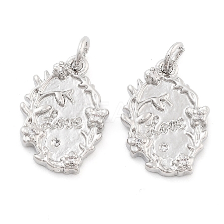 Rack Plating Brass & Clear Cubic Zirconia Pendants KK-S371-03P-1