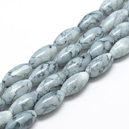 Baking Paint Glass Beads Strands DGLA-S115-22x10mm-S71-1