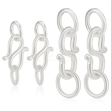 4Pcs 2 Styles 925 Sterling Silver and S-Hook Clasps FIND-BC0013-02-1