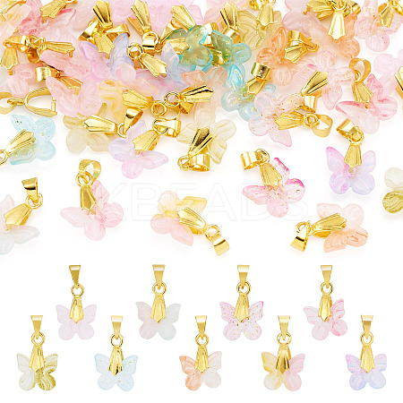 36Pcs 9 Colors Baking Paint Handmade Lampwork Pendants PALLOY-TA00157-1