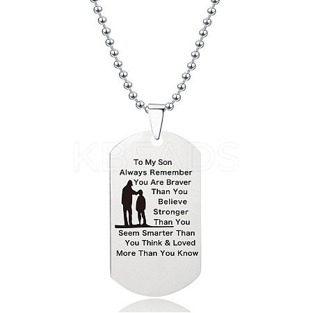201 Stainless Steel To My Son Dog Tag Pendant Ball Chain Necklaces FS-WG527E6-03-1